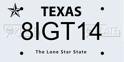 8IGT14 Texas License Plate