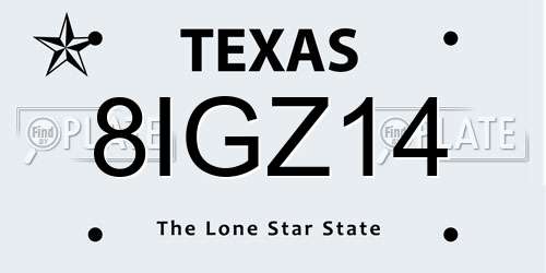 8IGZ14 Texas License Plate