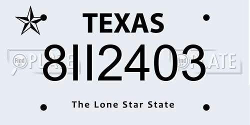 8II2403 Texas License Plate