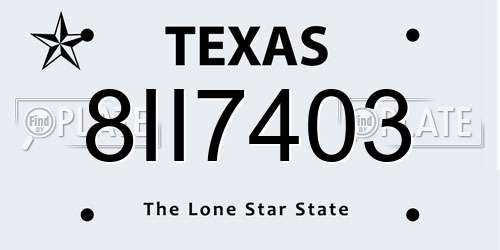 8II7403 Texas License Plate