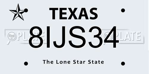 8IJS34 Texas License Plate