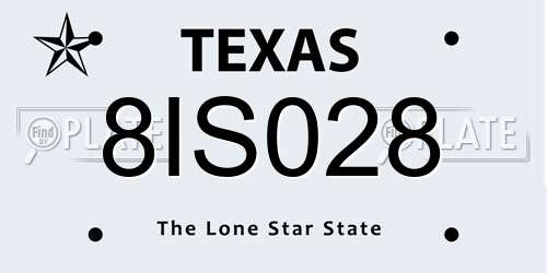 8IS028 Texas License Plate