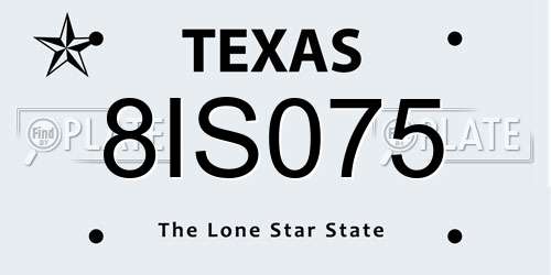 8IS075 Texas License Plate