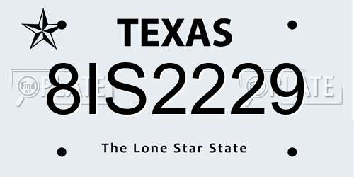 8IS2229 Texas License Plate