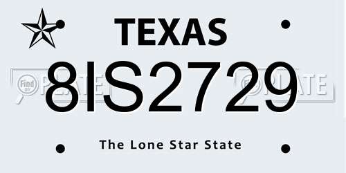 8IS2729 Texas License Plate