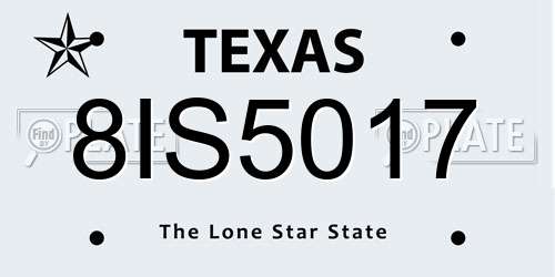 8IS5017 Texas License Plate
