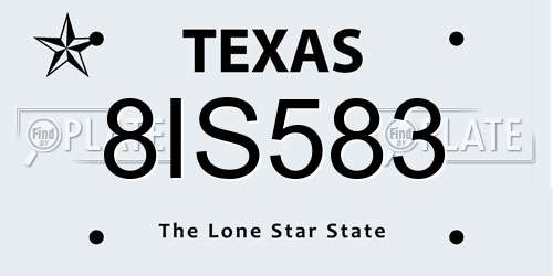 8IS583 Texas License Plate