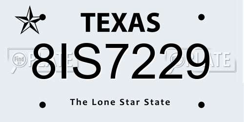 8IS7229 Texas License Plate