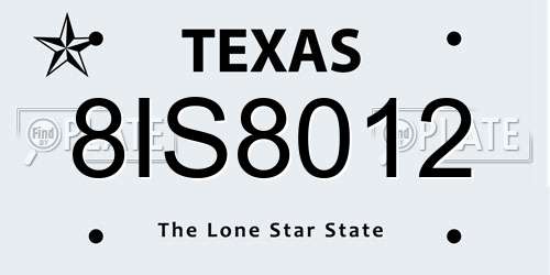 8IS8012 Texas License Plate