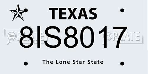 8IS8017 Texas License Plate