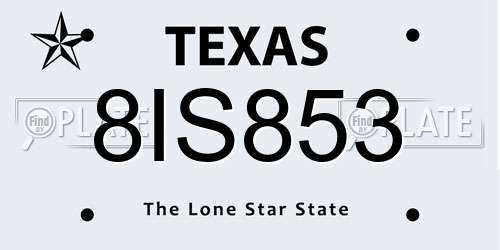 8IS853 Texas License Plate