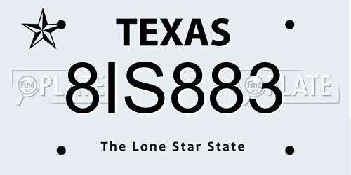 8IS883 Texas License Plate
