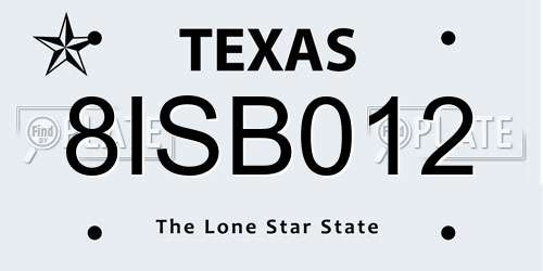 8ISB012 Texas License Plate