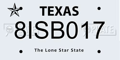 8ISB017 Texas License Plate