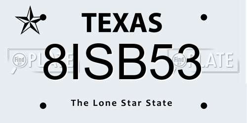 8ISB53 Texas License Plate