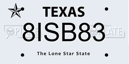 8ISB83 Texas License Plate