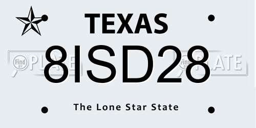 8ISD28 Texas License Plate