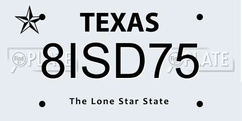 8ISD75 Texas License Plate