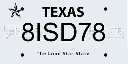 8ISD78 Texas License Plate