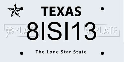8ISI13 Texas License Plate