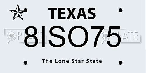 8ISO75 Texas License Plate