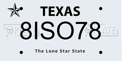 8ISO78 Texas License Plate