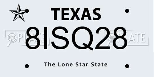 8ISQ28 Texas License Plate