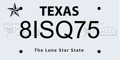 8ISQ75 Texas License Plate