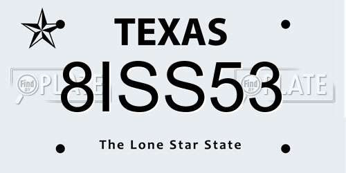 8ISS53 Texas License Plate