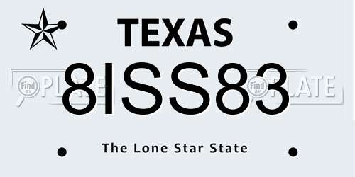 8ISS83 Texas License Plate