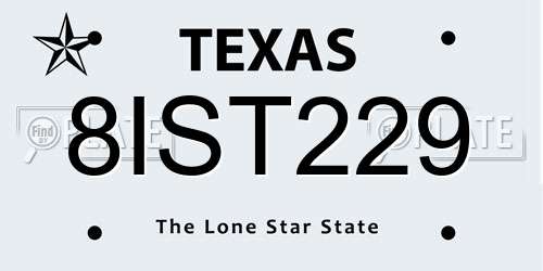8IST229 Texas License Plate