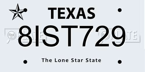 8IST729 Texas License Plate