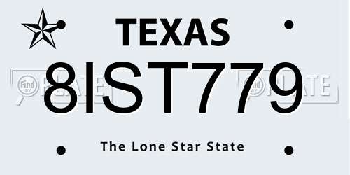 8IST779 Texas License Plate