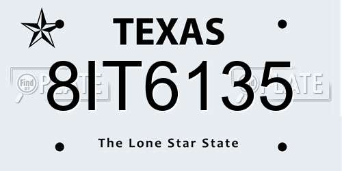 8IT6135 Texas License Plate