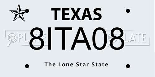 8ITA08 Texas License Plate