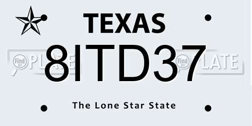 8ITD37 Texas License Plate