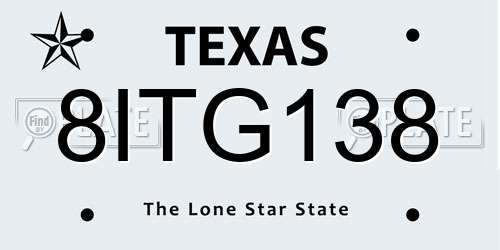 8ITG138 Texas License Plate
