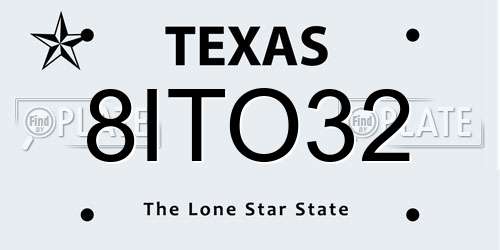 8ITO32 Texas License Plate