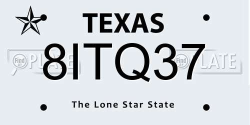 8ITQ37 Texas License Plate