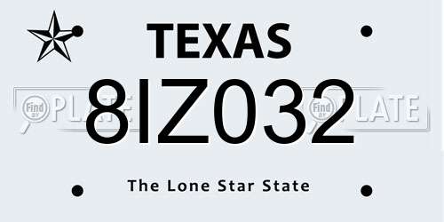 8IZ032 Texas License Plate