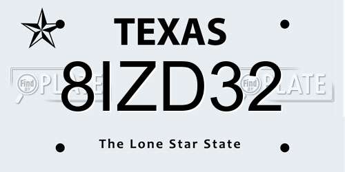 8IZD32 Texas License Plate