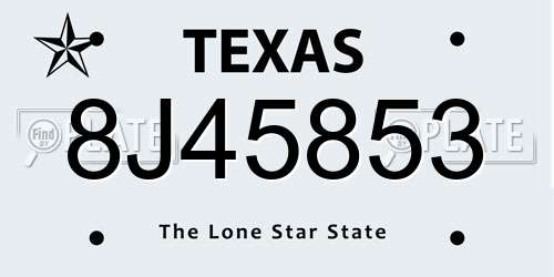 8J45853 Texas License Plate