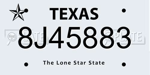 8J45883 Texas License Plate