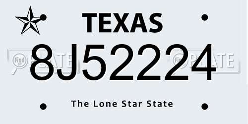 8J52224 Texas License Plate