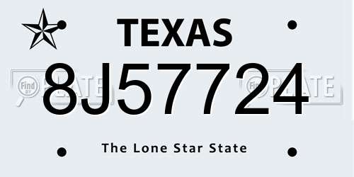 8J57724 Texas License Plate