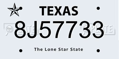 8J57733 Texas License Plate