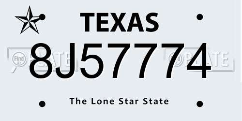 8J57774 Texas License Plate