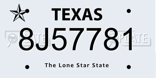 8J57781 Texas License Plate