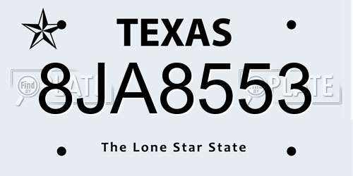 8JA8553 Texas License Plate