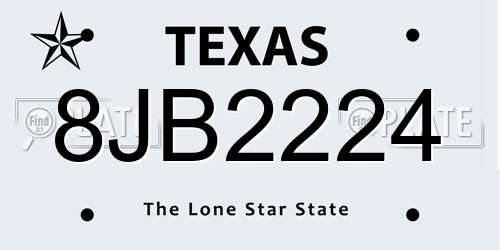 8JB2224 Texas License Plate